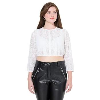 Ulla Popken Dirndlbluse für Damen, große Größen, Weiß, 42
