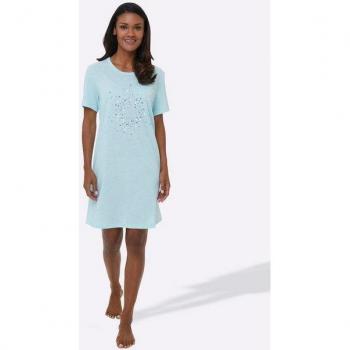 T-shirt long menthe chiné avec accents orange