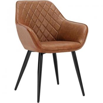 Home Office Dining Chair, Brown Leather Finish – Woltu