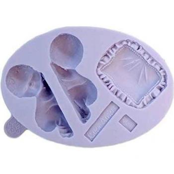 Moule silicone pour gâteau de bébé endormi de Karen Davies avec des pochoirs à sucre comestibles *
