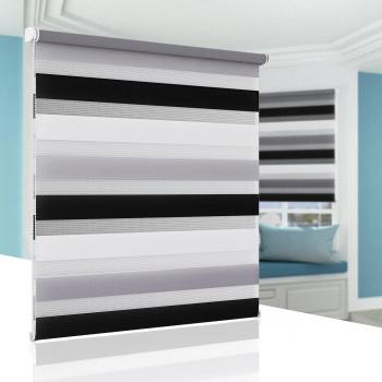 BelleMax Rollos für Fenster ohne Bohren Doppelrollo Klemmfix 65x150 cm Weiss Grau Anthrazit