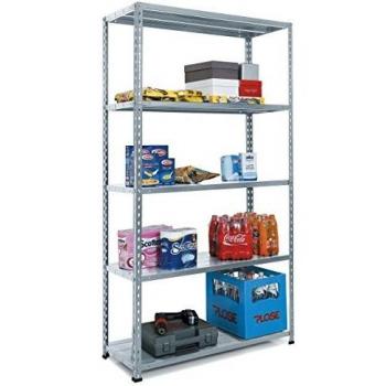 Kit de stockage modulaire Prometal – 5 étagères, 80 × 40 cm, tiges de 2 m, gris