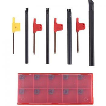 4-Piece Lathe Boring Bar Tool Holder Set with 10 Inserts CCMT 0602 (7/8/10/12mm)