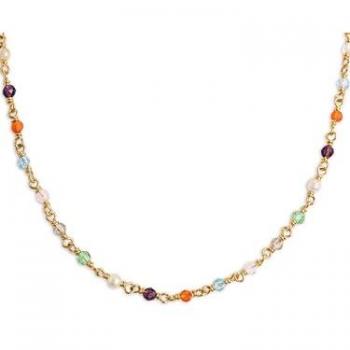 Collar de plata bañado en oro con cristales de colores