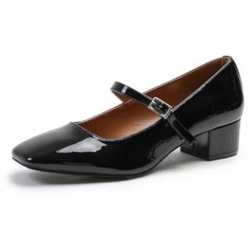 Oslo Wide‑Fit Low Heel & Strap – Black, UK Size 7