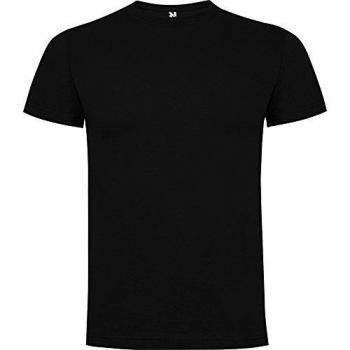 Camiseta de algodón manga corta cuello redondo M Negro