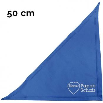 Royalblau Hundespielzeug‑Tuch 50 cm – „Papa's Schatz“ mit Herz‑Name-Aufdruck