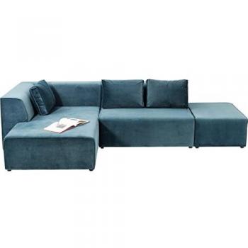 Sofá de esquina izquierda en terciopelo azul Kare Design