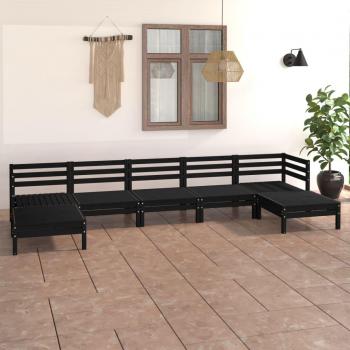 VidaXL 7 Piece Garden Furniture Set Black Solid Wood Pine