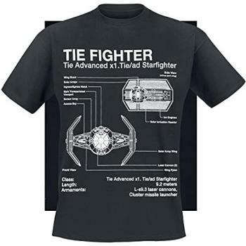 Star Wars Tie Fighter Skizze T-Shirt Schwarz S