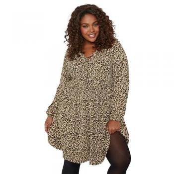 Naturally Curved Textured Leopard Midi Dress