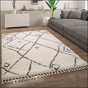 Moderner Hochflor-Teppich Orebro 171, 140x200 cm, beige