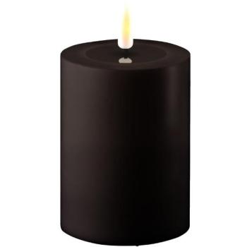 Outdoor‑LED-Blockkerze Schwarz, 7,5 x 10 cm