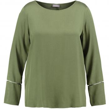 SAMOON Avocado-Flair Bluse – Langarm, flüssige Passform