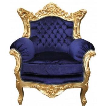 Casa Padrino Barock Sessel Al Capone Mod2 in Royalblau und Gold