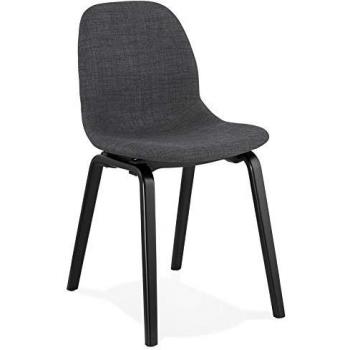 Chaise Dining Celtiq – Couleur gris tissu, pieds en bois sombre