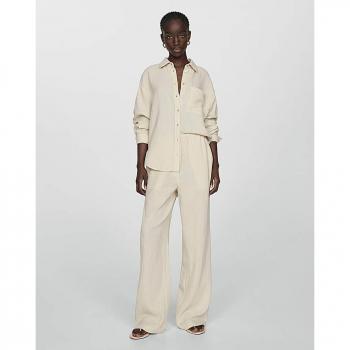 Chemise légère en lin beige clair pour femme
