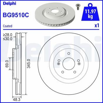 Disque de frein à haute performance DELPHI BG9510C pour véhicules Kia
