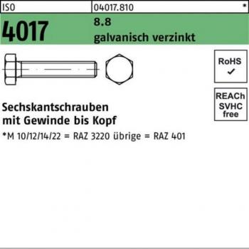Nobrand Sechskantschraube ISO 4017 M8x190 8.8 verzinkt