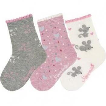 Calze Sterntaler per Bambini, 3 pezzi, grigio chiaro con gatto
