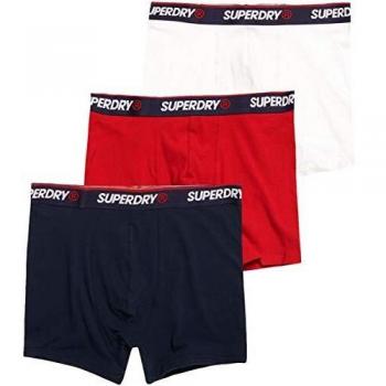 Superdry Pack de 3 Boxers Clásicos, Color Rojo, S