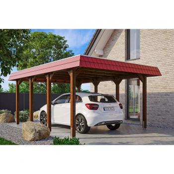Skan Holz Einzelcarport Spreewald Nussbaum