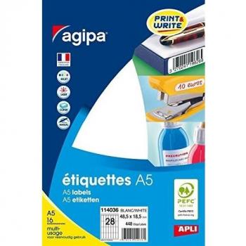 AGIPA Blanc Multi-Usage A5 Étiquettes, Lot de 448
