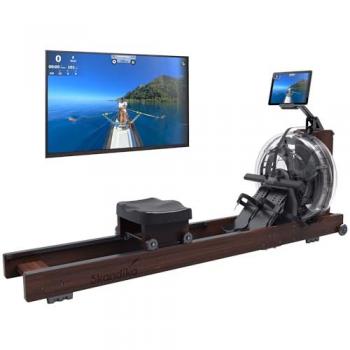 Rameur Aquatique Skandika Lykke – Ébène – Intégration Kinomap – Roues Incluses