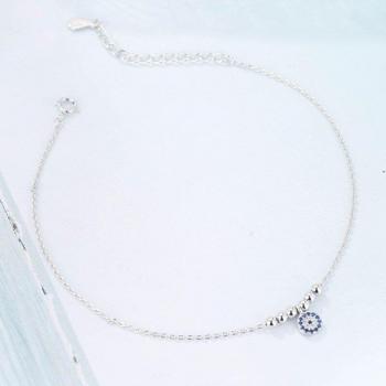 Bright Summer 925 Silver Ankle Bracelet – Beach Party Bead Anklet