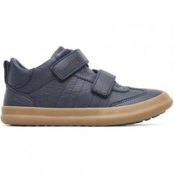 Camper Zapatillas de Niño en Piel Azul Marino con Cierre Adherente