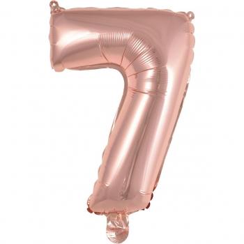 Mini palloncino auto-inflabile numero 7 oro rosa 40 cm