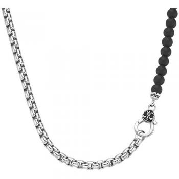 GIORGIO MARTELLO MILANO Collier »Collier Panzerkette, schwarzer Achat oder Perle, Silber 925«