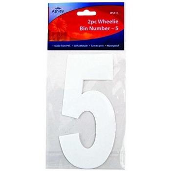 4 x White Wheelie Bin House Numbers Stickers Wheely Dustbin Sticker Peel & Stick