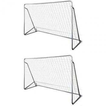 VidaXL Steel Football Goal with Nets, 2 pcs, 240x90x150 cm