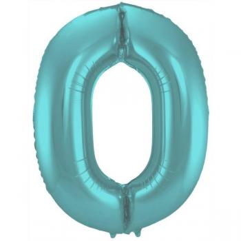 Aqua Zahl 0 Folienballon in Aqua 86cm