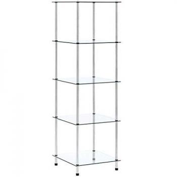 VidaXL 5-Tier Shelf, Transparent, 40x40x130 cm, Tempered Glass