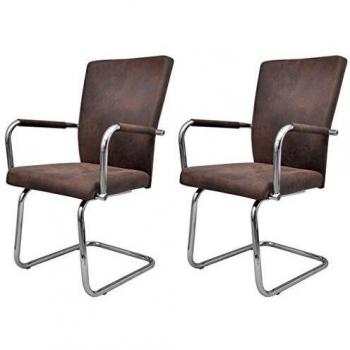 Sillas de Comedor con Reposabrazos 2x Leathaire Marrón