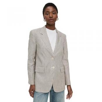 Theory Oversized Straight Linen‑Blend Blazer, White – Size 2
