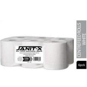 Janit-X Eco 100 Recycled Centrefeed Rolls White 6 x 150m