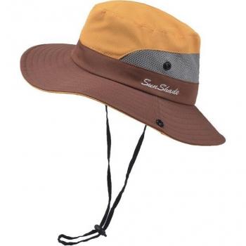 Summer Outdoor Ponytail Bucket Hat for Kids, Breathable Fisherman Cap (Ages 6-8)