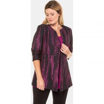 Plus Size Women's Black Jacquard Round Neck Jacket, Size 18, Cotton/Polyester