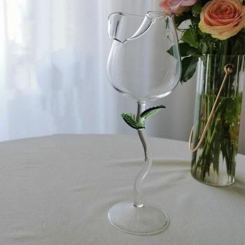 Verre à vin sans plomb en forme de rose
