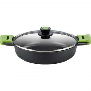 Cocotte basse BRA Prior 24 cm avec couvercle en fonte d'aluminium