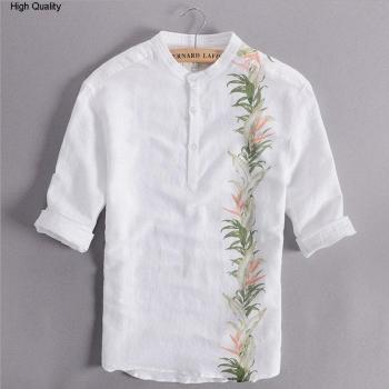 Camisa de Lino con Estampado