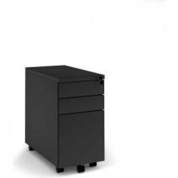 Black Steel 3 Drawer Narrow Mobile Pedestal for Office Use