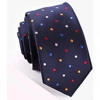 Navy Red Yellow Blue White Dot Tie and Bow Tie Combo Set