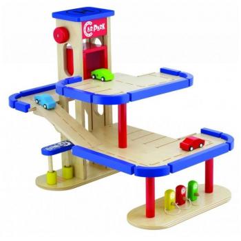Pintoy Speelset: Houten Garage + 3 Autobellen