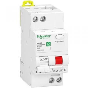 Schneider Electric Resi9 Earth Leakage Circuit Breaker RCBO 1P+N, 16A, B-Char., 10mA, Type A, 6kA