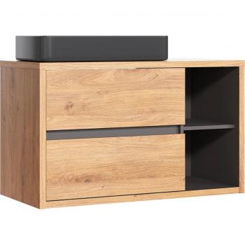 Cassettiera bagno Rigel marrone + lavandino antrachite 100 cm