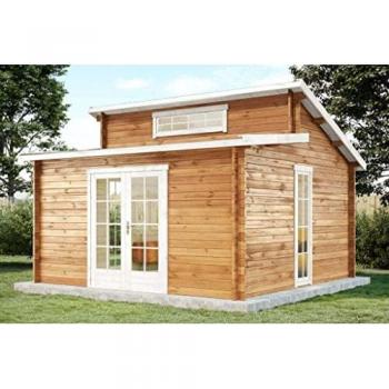 Abri de jardin à charpente en sapin brut – Lausitz ISO Alpholz 4 m × 4 m (19 m²)